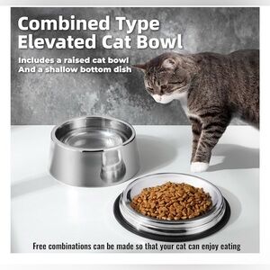 2 Pc Stainless Steel Cat Bowls NEW